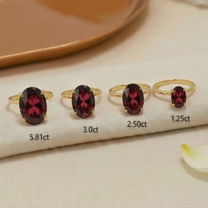 Garnet Engagement Ring Oval Solitaire Ring Minimalist Travel Ring January Birthstone Ring