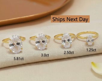 Oval Engagement Ring, Solitaire Ring Gift for Her, Delicate Promise Ring, Anniversary Ring for Women, 5.81ct 3ct 2.50ct 1.25ct 0.75ct