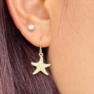 Dangle Drop Starfish Earrings Starfish Charm Earrings for Women Ocean Inspired Starfish Earrings Beach Earrings Sea Life Earrings Gift