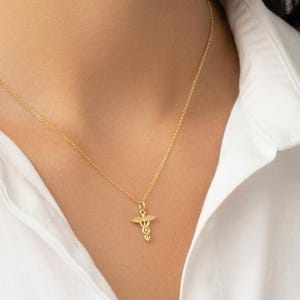 Caduceus Necklace, Medical Symbol Jewelry,  Gift for Doctor Nurse or Medical Student, Gift for RN, Gift for Her