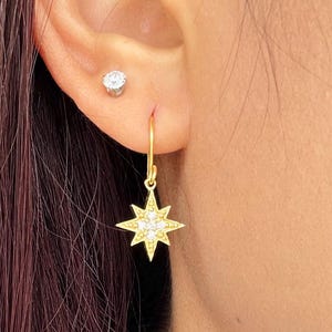 Dangle Drop North Star Earrings North Star Earrings for Women Celestial Star Earrings Sterling Silver Zodiac Inspired Earrings