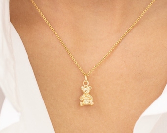Minimalist Teddy Bear Necklace, Teddy Bear Pendant, Birthday Gift, Cute Necklace, Best Friend Gift, Animal Jewelry