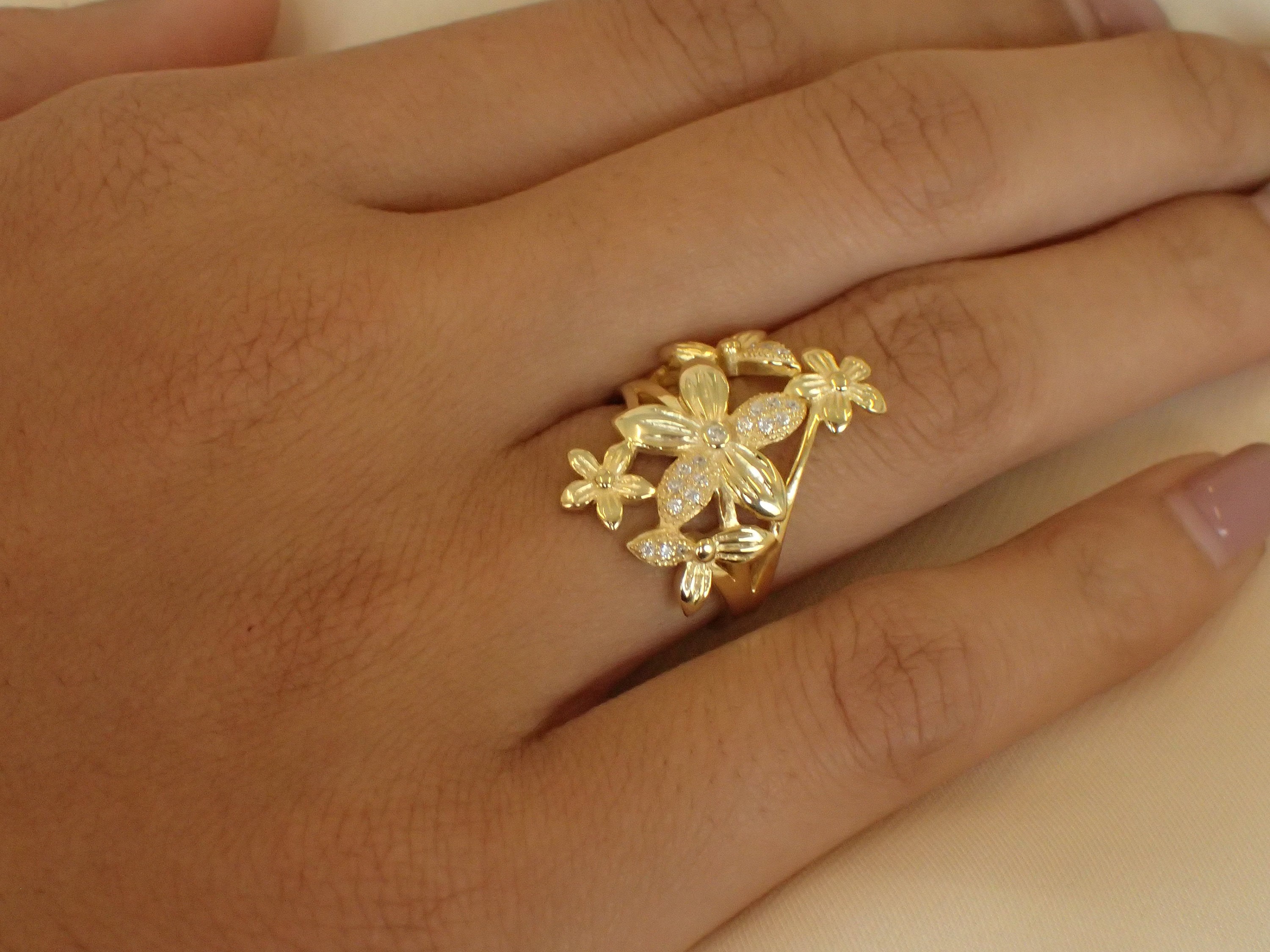 Lily Flower Ring / Sterling Silver Bouquet of Lilies Ring / Etsy