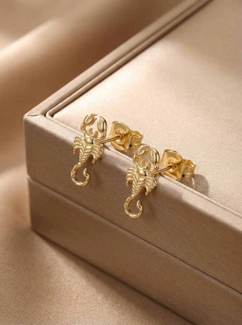 Scorpion Stud Earrings, Scorpion Studs, Animal Earring For Women, Dainty Stud Earring, Insect Jewelry, Gift for her image 5