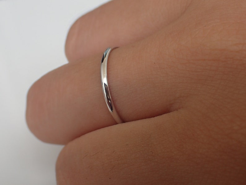 2.0 MM Simple Thin Plain Wedding Band, Smooth Plain Band, Thin Dainty Band, Domed Band image 9