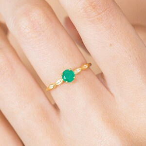 Emerald and Diamond Engagement Ring, May Birthstone, Emerald Ring, 18k Gold Unique Promise Ring, Marquise Ring