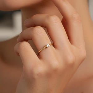 2.5mm Moissanite Engagement Ring, Bridal Wedding Ring Gift for Her, Solitaire Ring for Women, Anniversary Gift image 3