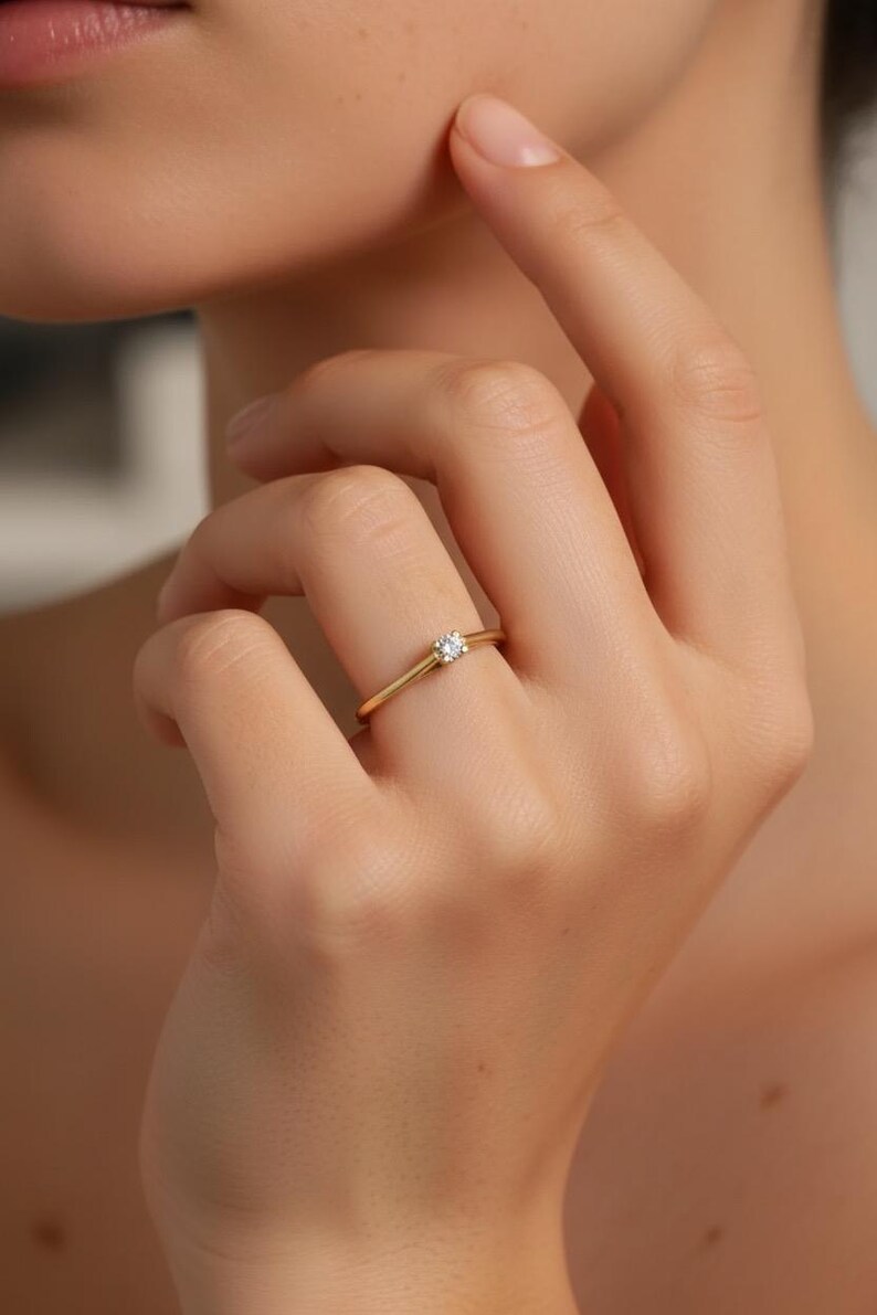 2.5mm Moissanite Engagement Ring, Bridal Wedding Ring Gift for Her, Solitaire Ring for Women, Anniversary Gift image 3