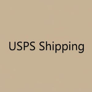 May include: The words "USPS Shipping" are displayed in black text against a tan background. The text is centered and the font is a simple sans-serif style.
