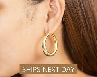 25 MM Chunk Hoops Earrings, Thick Earring for Women, Statement Hoop Earrings, Huge Hoops Earrings Gift for Her