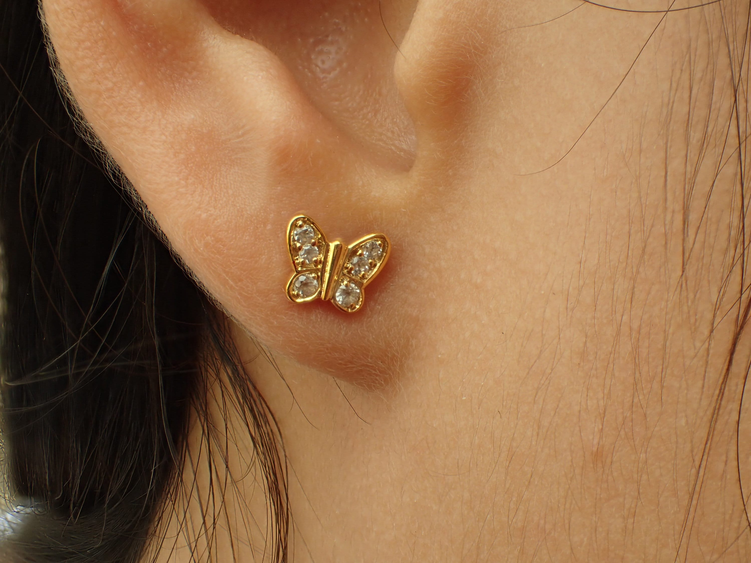 【STONEHENgE】Love Duet〜14K Butterfly Shaped Earrings Lilly Diamond Butterfly Stud Earrings – Miki and Jane