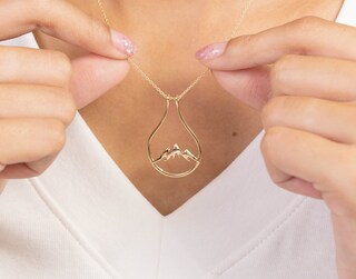 Collana Portaanelli In Argento 925 Con Ciondolo A Montagna - Gioiello Per Matrimonio, Fidanzamento, Regalo Per Moglie, Mamma, Figlia
