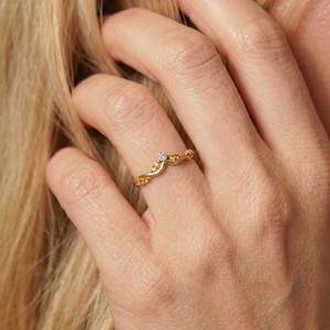 Citrine Curved Wedding Band V Shape Ring Golden Yellow Gemstone Chevron Stacking Ring November Birthstone Bridal Jewelry image 7