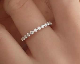 2.0 MM Single Prong Diamond Wedding Band / Floating Bubble Prong Stackable Band / Diamond Wedding Ring / Gift for Her / Anniversary Gift