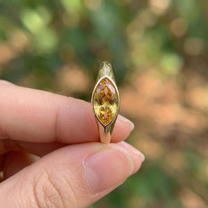 1.5ct Marquise Bezel Citrine Ring, 14K Solid Gold Signet Engagement Ring, Minimalist Pinky Promise Gift, November Birthstone Ring image 8