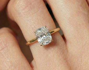 2.50 CT Elongated Cushion Cut Simulated Diamond Engagement Ring, Solitaire Bridal Jewelry, 14K Gold Promise Ring, Anniversary Gift for Her