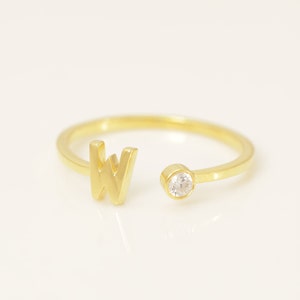 Personalized W Initial Rings, Open Cuff Ring, Dainty Initial Ring ...