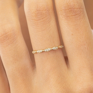 Marquise Diamond Ring, Eternity Wedding Band, Vintage Art Deco Ring, Stacking Bridal Ring for Women, Christmas Gift, Cyber Monday