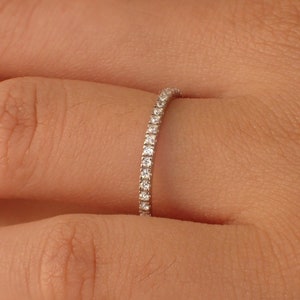 Micro Paved Setting Eternity Sterling Silver Wedding Band