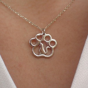 Pfote Abdruck Halskette / 925 Sterling Silber Pfote Charm Halskette / Schmuck für Katzen / Hundeliebhaber / Haustier Schmuck