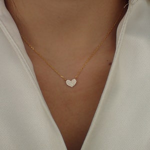Heart Necklace / Tiny Heart Charm / 925 Sterling Silver Dainty Heart Necklace / Diamond Necklace image 5