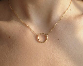 Dainty Circle Necklace, Sterling Silver Layering Necklace, Karma Circle Necklace, Minimalist Necklace Gift for Women