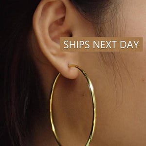 55mm Minimalist Hoop Earrings / Large Hoop Earrings for Women / Oversized Thin Hoops / Bridesmaid Gift