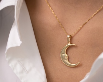 Pendente A Mezzaluna In Oro 14K Con Zirconi – GIOIELLO ITALIANO - Foto 10