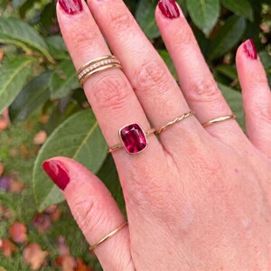 Bezel Set Ruby Ring, Cushion Cut Ruby Statement Ring, July Birthstone Ring, Birthday Gift for Her, Dainty Red Gemstone Ring image 5