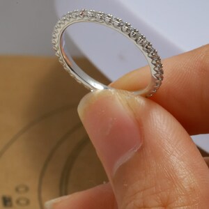 Fishtail Diamond Wedding Band / Full Eternity Band in 14k Solid Gold / Thin Dainty Stackable Band image 2