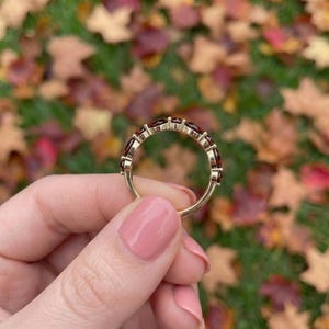 Dainty Garnet Eternity Ring | 14K Gold Stacking Band | January Birthstone Marquise & Round Red Gemstone Delicate Wedding Anniversary Gift image 17