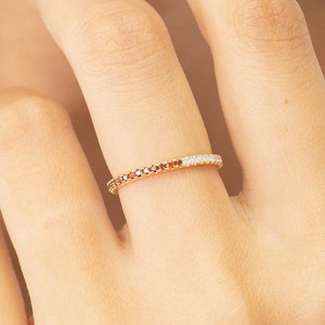 Garnet Diamond Band, January Birthstones, Sapphire Full Eternity Wedding Band, Diamond Wedding Ring, Anniversary Rings