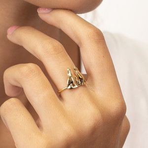 Wolf Family Ring, Sterling Silver Wolves Ring, Animal Wolves Jewelry, Howling Wolf Jewelry, Gifts for Animal Lover