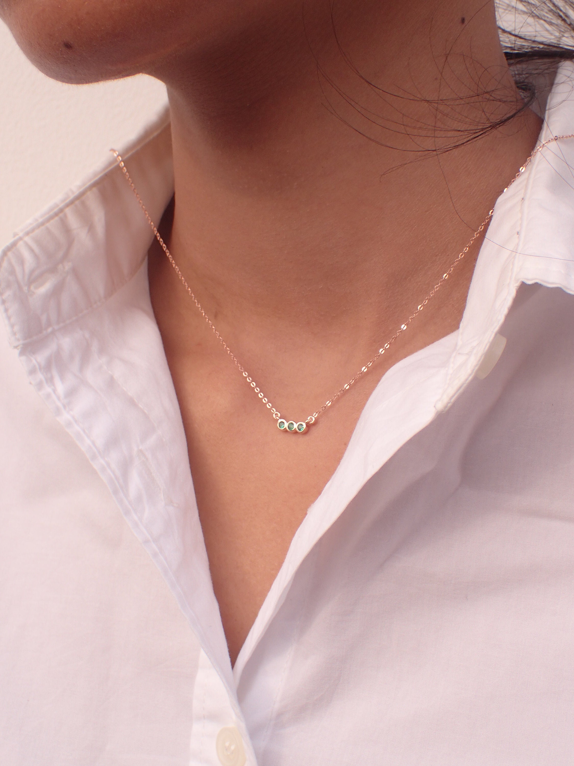 Trio Emerald Bezel Set Necklace, 14k Solid Gold 3 Stone Necklace, May Birthstone Necklace, Bridesmaid Necklace, Anniversary Gift - Etsy Trio Emerald Bezel Set Necklace, 14k Solid Gold 3 Stone Necklace, May Birthstone Necklace, Bridesmaid Necklace, Anniversary Gift - Etsy