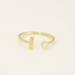 Personalized I Initial Rings, Open Cuff Ring, Dainty Initial Ring, Letter Name Ring, Gold Letter Ring, Stackable Letter Ring
