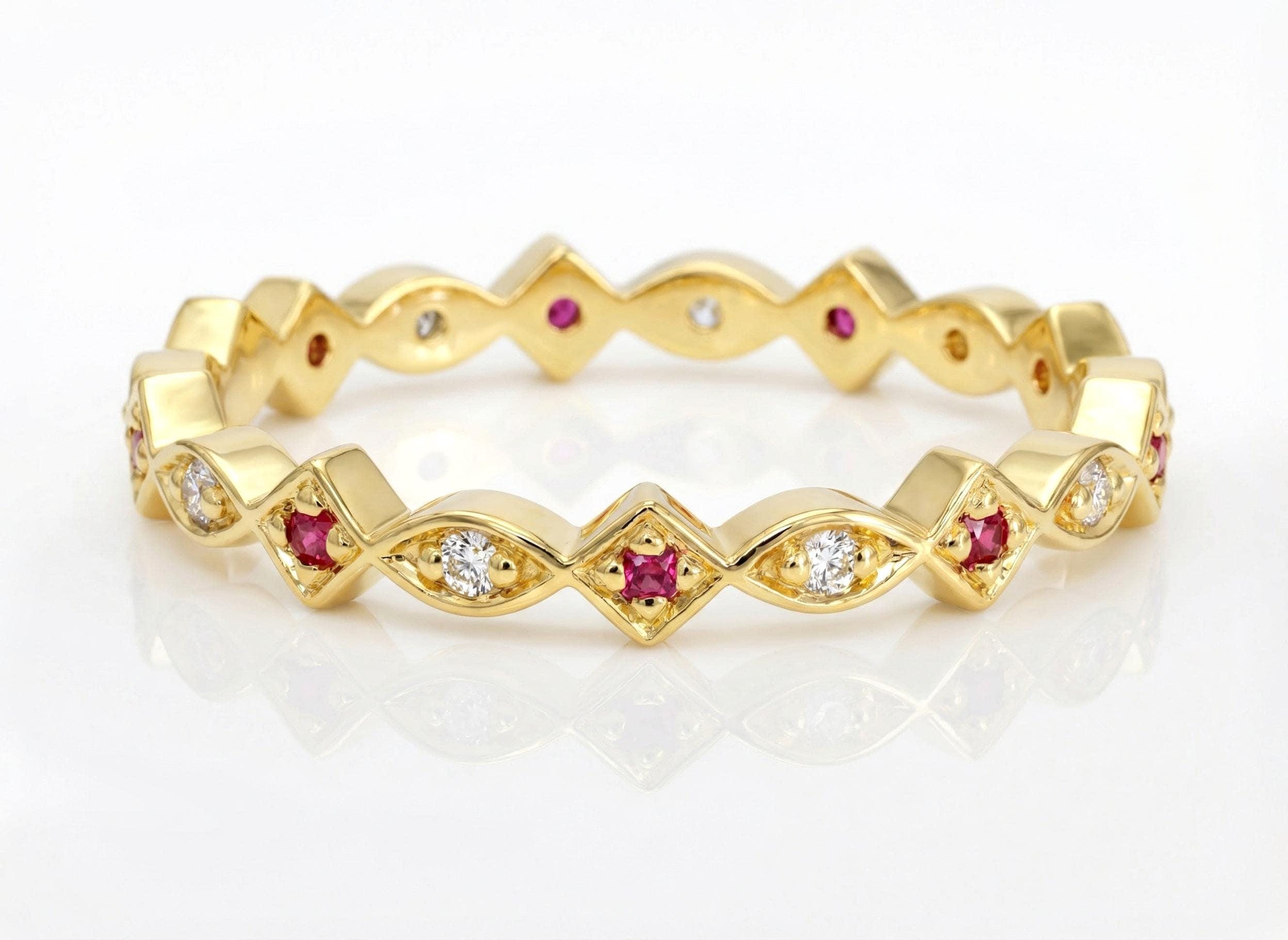 Art Deco Ruby Full Eternity Band Square Marquise Ruby Vintage Inspired ...