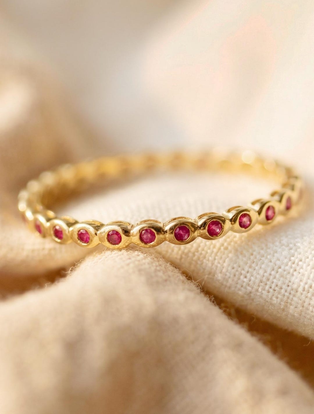 Ruby Eternity Band, Bezel Set Band, 14K Solid Gold Full Eternity Ring ...