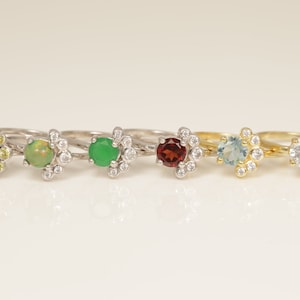 Cluster Edelstein Verlobungsring, Edelstein Ehering, Birthstone Ring Geschenk, ausgefallener Ring, Jubiläum Ring Geschenk für sie