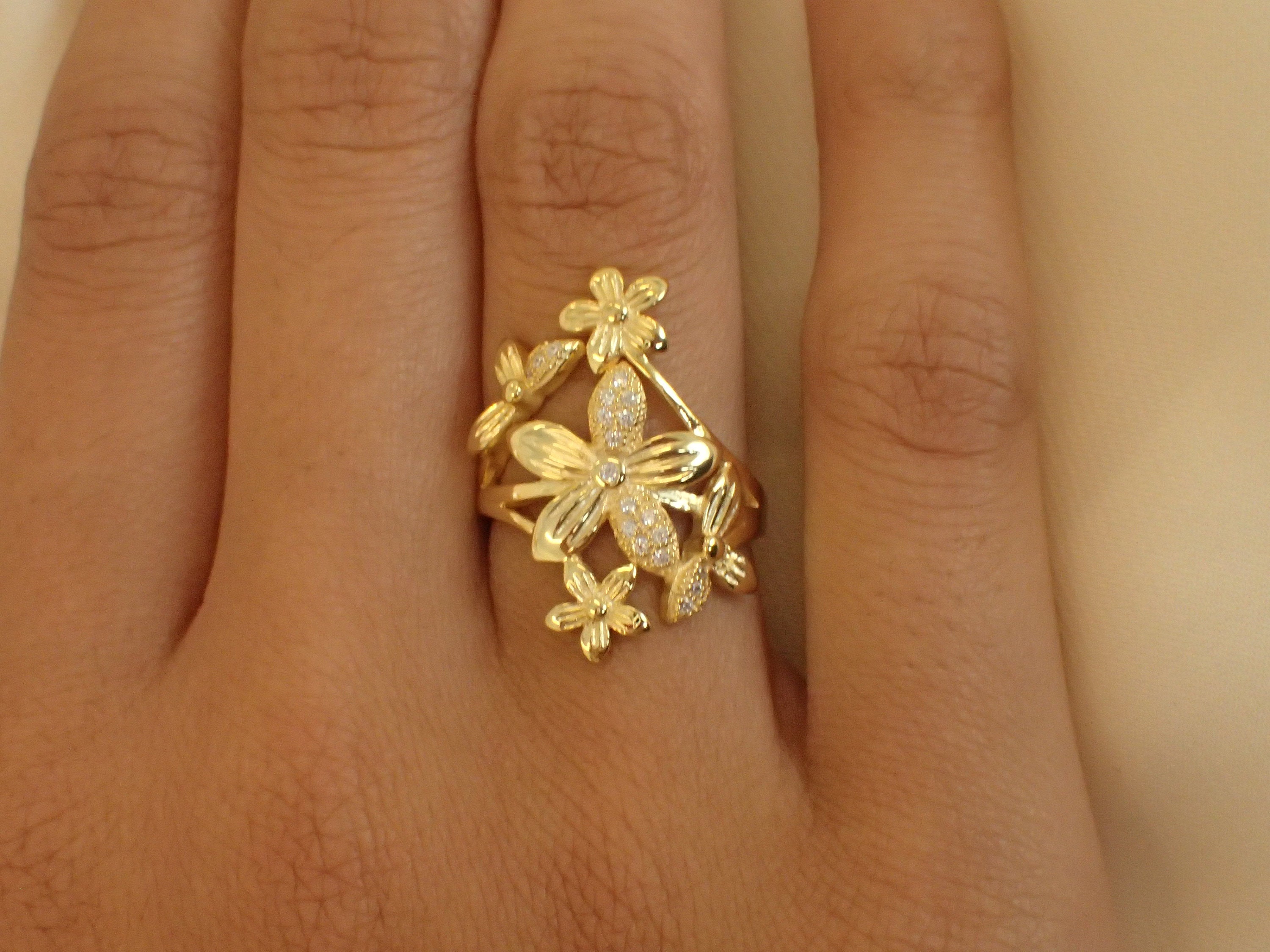 Lily Flower Ring / Sterling Silver Bouquet of Lilies Ring / Etsy