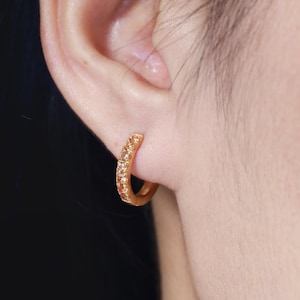 Seven Stones Citrine Hoop Earrings, November Birthstone Gifts, Huggie Hoop Earrings, Minimal Hoop Earrings Gift for Women