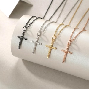 Crucifix Cross Necklace, Crucifix Pendant Necklace, Minimalist Cross Jewelry for Women, Religious Necklace, Christmas Jewelry Gift image 2