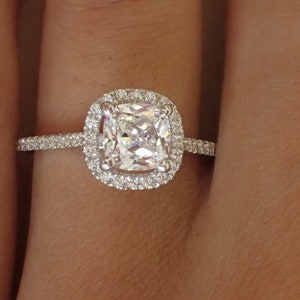 3.0 CT Cushion Halo Engagement Ring / Cushion Cut Diamond Bridal Ring / Classic Timeless Promise Wedding Ring