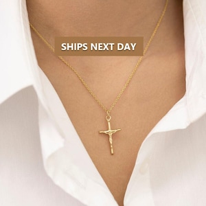Crucifix Cross Necklace, Crucifix Pendant Necklace, Minimalist Cross Jewelry for Women, Religious Necklace