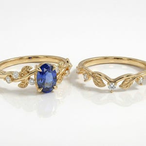 Gold Moissanite Blatt Ring, Natur inspirierter Hochzeitsring, passendes stapelbares Band für Frauen, Vintage inspiriertes Bandgeschenk für sie Bild 5