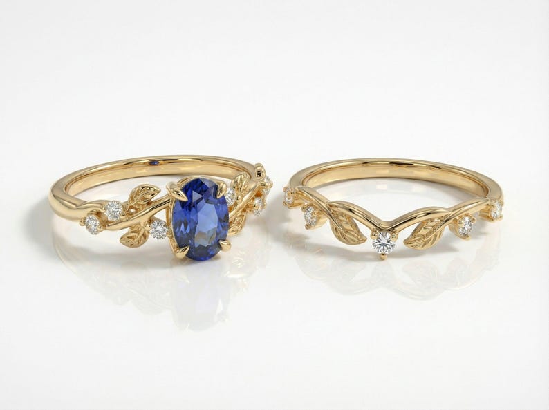 Gold Moissanite Blatt Ring, Natur inspirierter Hochzeitsring, passendes stapelbares Band für Frauen, Vintage inspiriertes Bandgeschenk für sie Bild 5