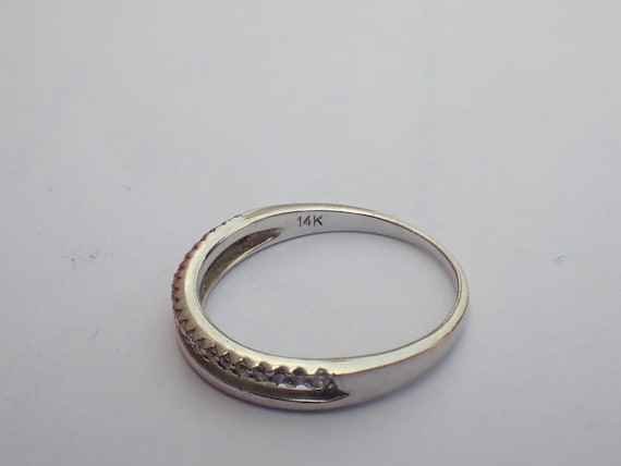 Alianza de bodas de diamantes de doble fila anillo de dos filas de oro blanco de 14 k eternidad con micro pave de doble fila banda apilable Etsy Mexico