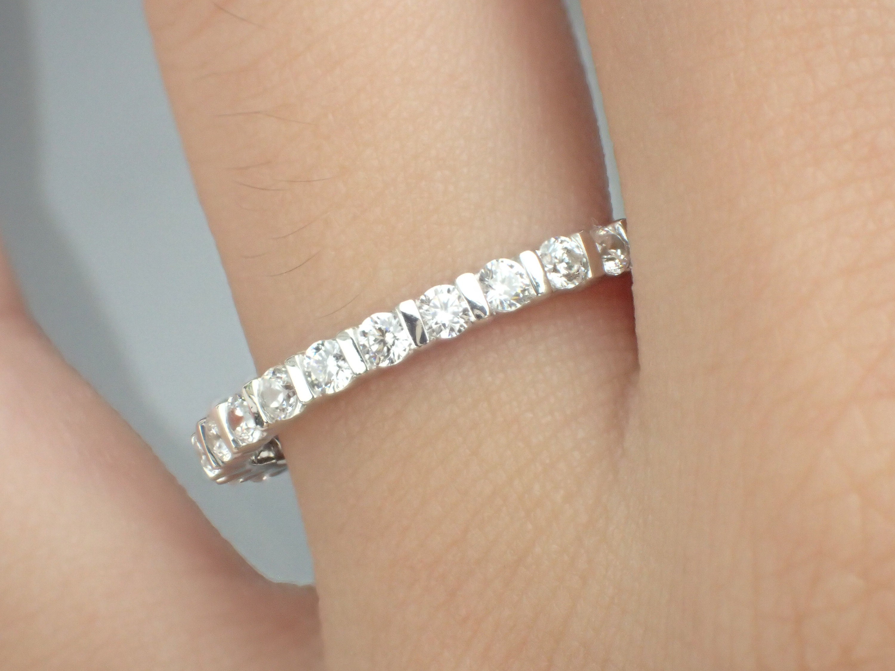 Bar Set Eternity Wedding Band White Gold Bar Set Band Platinum Bar Setting Band 1.8mm Diamond VS E F Wedding Band for Ladies Bar Set Etsy Canada