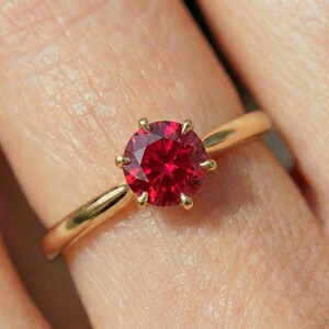 Ruby Solitaire Ring in 14K Gold | 0.5ct-3.0ct Round Cut Ruby Engagement ...
