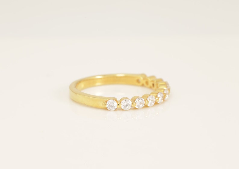 ON SALE Single Prong Ring, 2.0mm Half Eternity Diamond Wedding Band, Diamond Stackable Band, Floating Bubble Prong Diamond Ring image 9