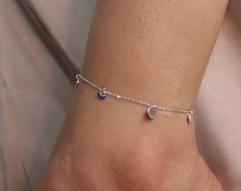 Sterling Silver Anklets with Disc / Anklets for Women / Disc Gold Anklet Bracelet / Tiny Disc Anklet / Minimalist Anklet